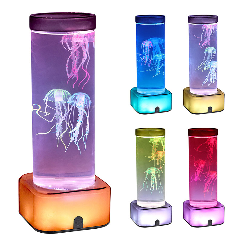 Grande lampada di meduse con base quadrata RGB