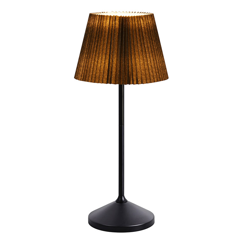 Lampada da scrivania a Led nera con paralume in tessuto