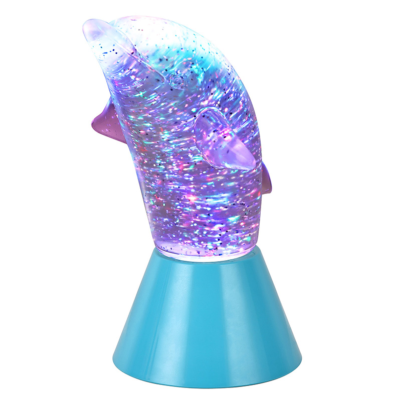 Luce notturna RGB con glitter regalo per bambini Dolphin