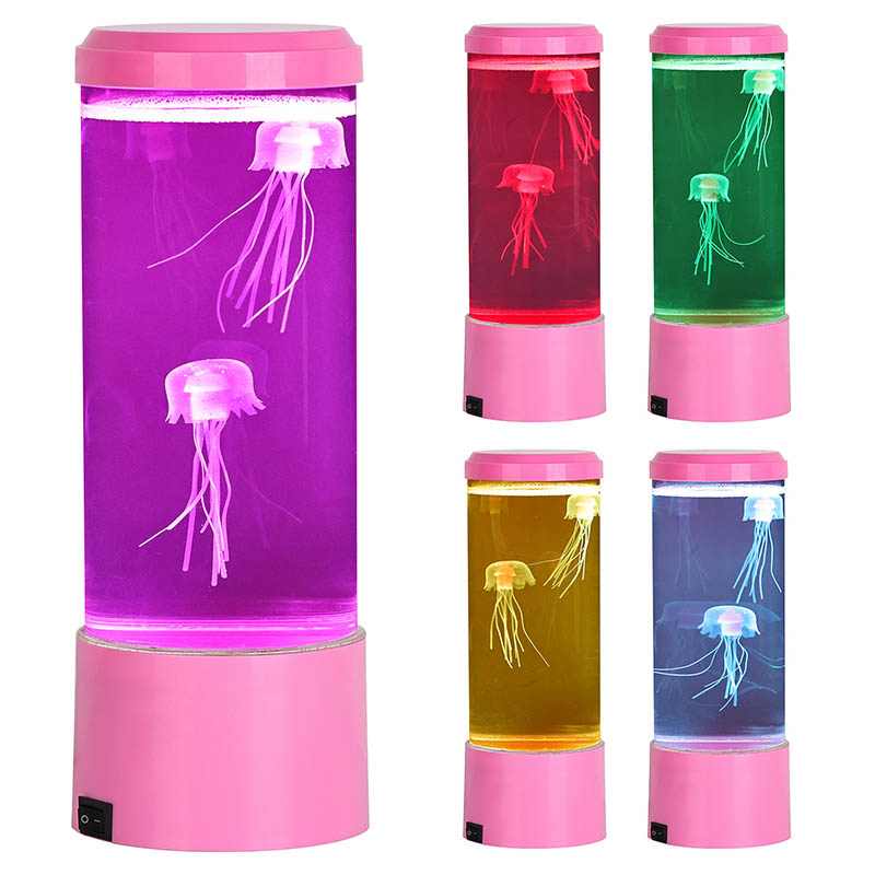 Lampada di meduse con base rosa