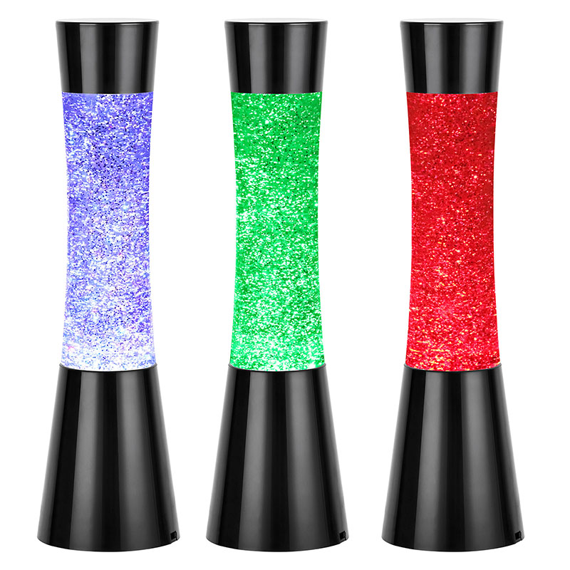 Lampada lava led glitterata con batteria 3AAA
