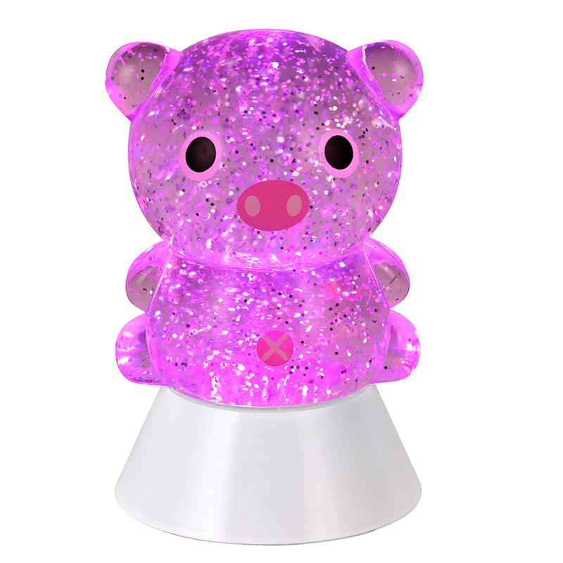 Lampada da tavolo glitter RGB con paralume Pig