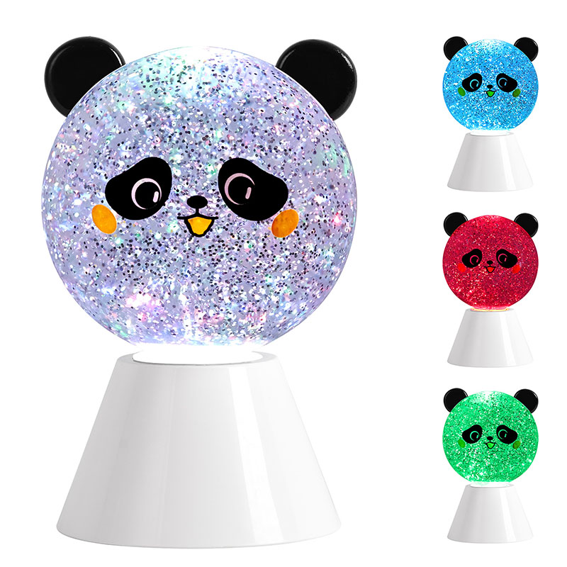 Lampada notturna Panda RGB con liquido glitterato