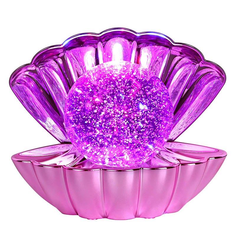 Lampada a conchiglia RGB con liquido glitterato