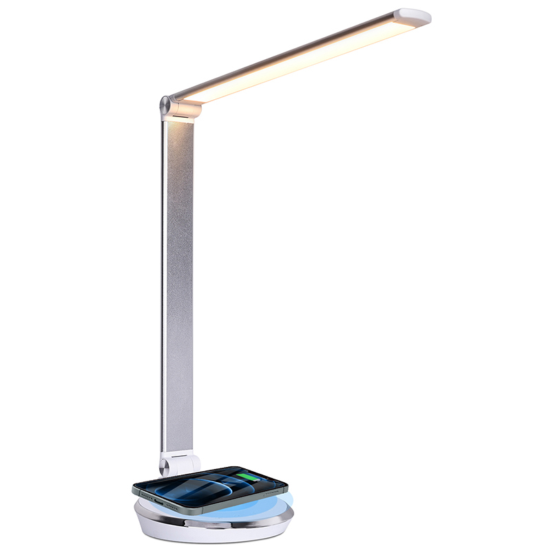 Lampada da scrivania a LED con porta USB con caricatore wireless