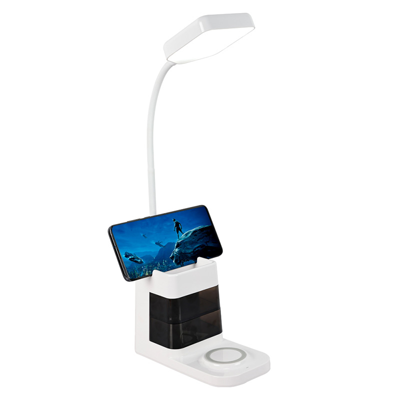 Lampada da scrivania con caricabatterie wireless con supporto per telefono