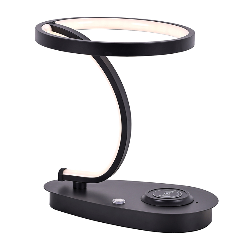 Lampada da scrivania a LED con caricabatterie wireless con paralume ad anello